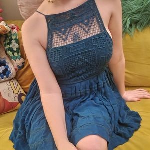 Free people blue crochet top dress